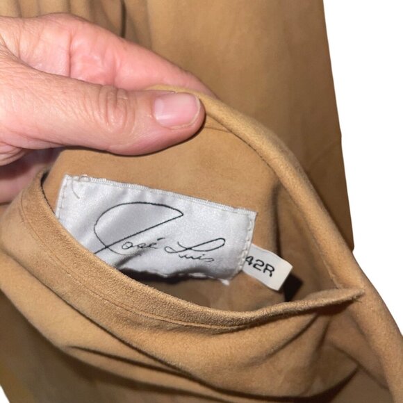 Jose Luis Mens Jacket Size 42 Tan Soft Suede Shacket Luxurious Side Slits - Picture 3 of 9